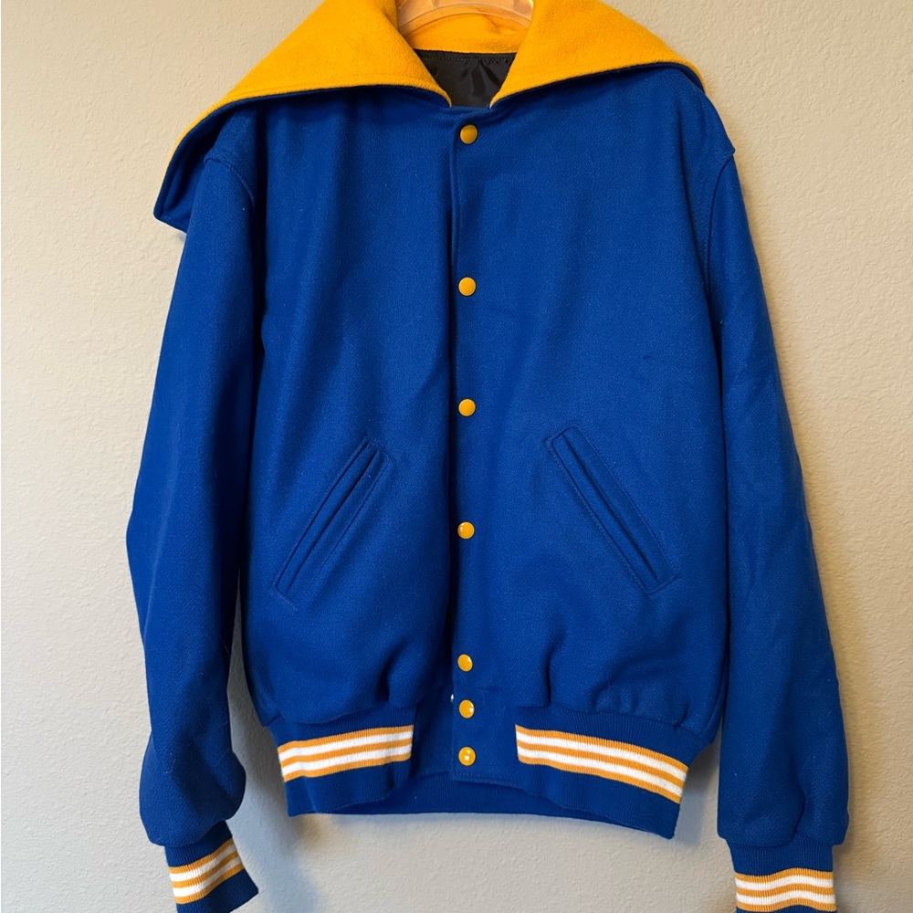 Blue and Yellow Women’s Letter Jacket